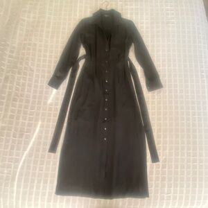 Babaton Black 100% Silk Shirt Dress with Pockets XS